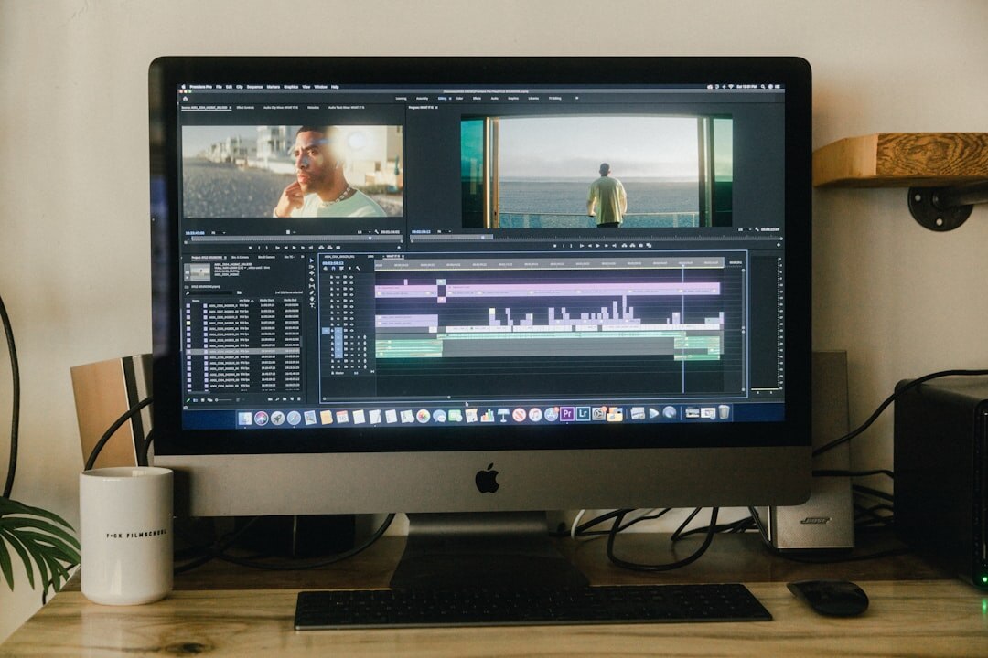 professional video editor at work