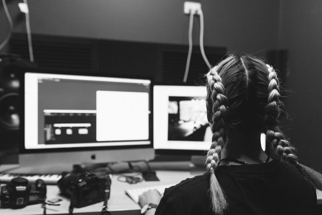 video editor at computer
