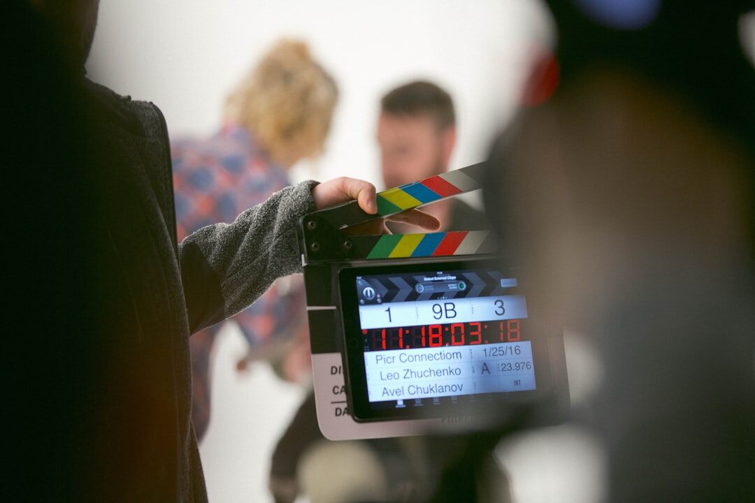filmmaker reviewing footage